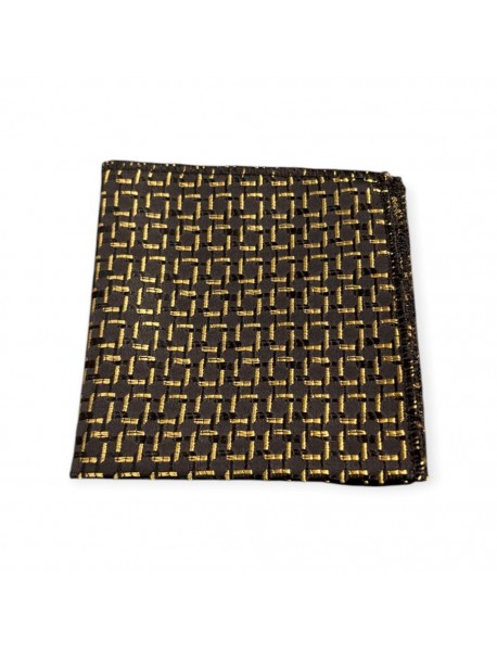 BLACK & GOLD GEOMETRIC TIE & POCKET SQUARE