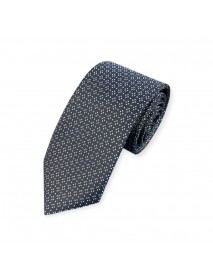 NAVY BLUE & WHITE GEOMETRIC TIE & POCKET SQUARE