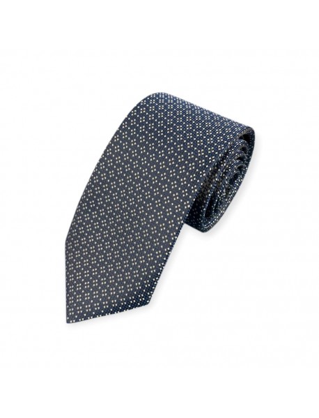 NAVY BLUE & WHITE GEOMETRIC TIE & POCKET SQUARE