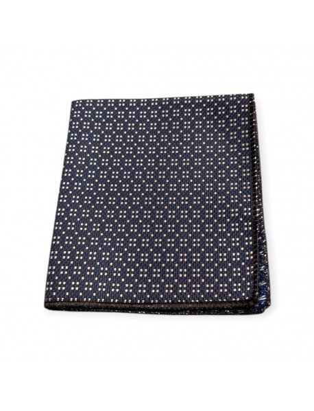 NAVY BLUE & WHITE GEOMETRIC TIE & POCKET SQUARE