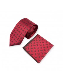 RED & BLACK TEXTURED TIE & POCKET SQUARE