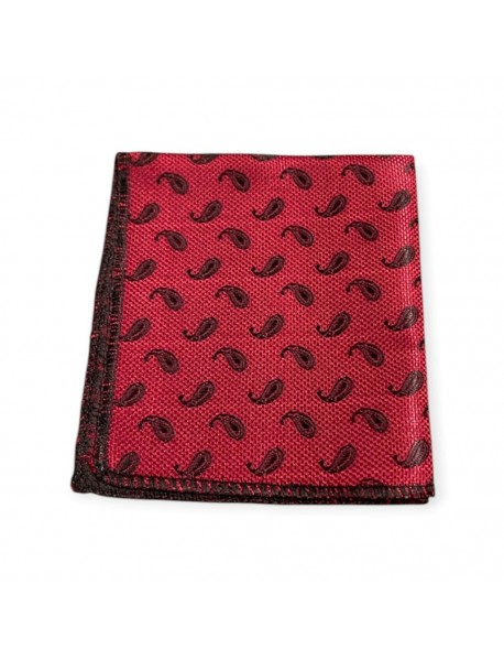 RED & BLACK TEXTURED TIE & POCKET SQUARE