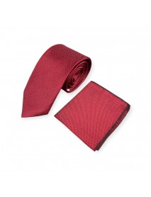 RED & BLACK TEXTURED TIE & POCKET SQUARE