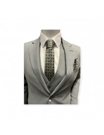 LIGHT GREY TEXTURED TIE & POCKET SQUARE