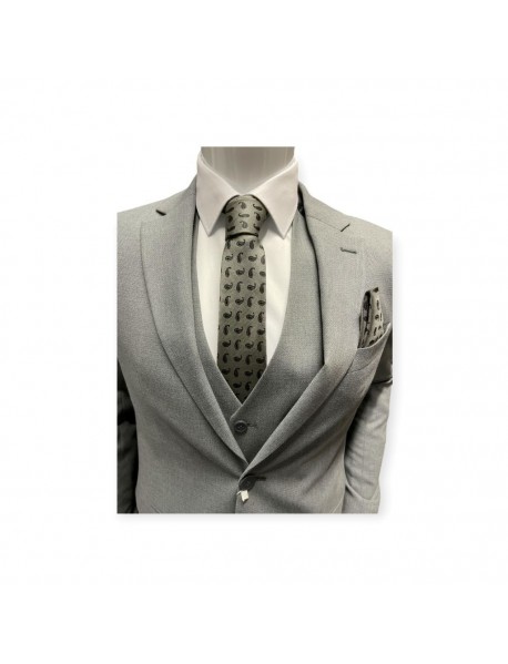LIGHT GREY TEXTURED TIE & POCKET SQUARE