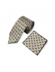 LIGHT GREY TEXTURED TIE & POCKET SQUARE