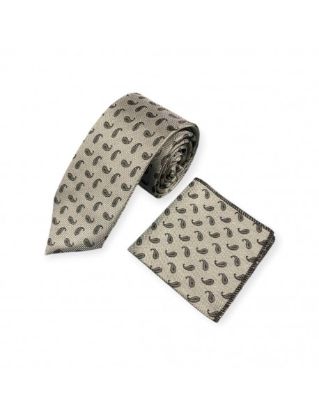 LIGHT GREY TEXTURED TIE & POCKET SQUARE