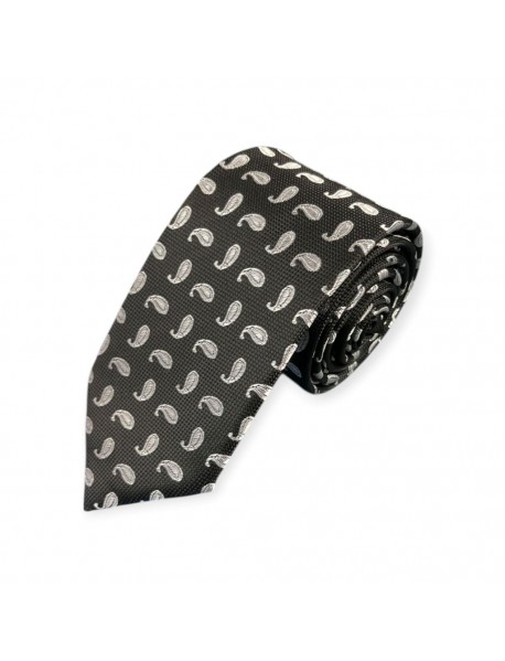 BLACK & WHITE TEXTURED TIE & POCKET SQUARE