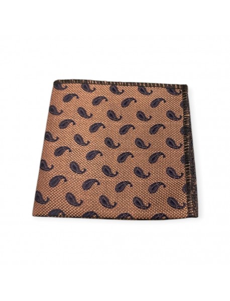 BROWN & N.BLUE TIE & POCKET SQUARE