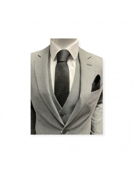 DARK GREY FLORAL TIE & POCKET SQUARE