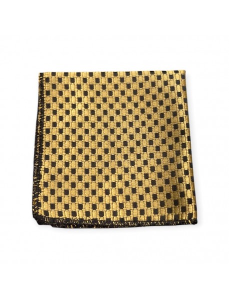 BLACK & GOLD GEOMETRIC TIE & POCKET SQUARE