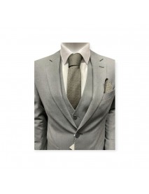 GREY TEXTURED TIE & POCKET SQUARE