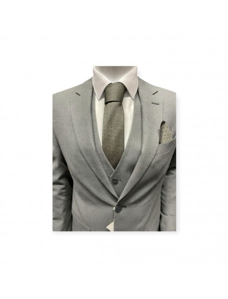 GREY TEXTURED TIE & POCKET SQUARE