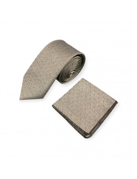 GREY TEXTURED TIE & POCKET SQUARE