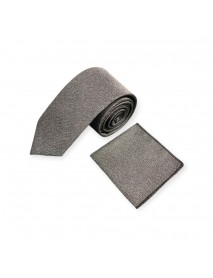 DARK GREY TEXTURED TIE & POCKET SQUARE