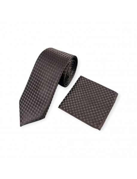 DARK GREY TIE & POCKET SQUARE