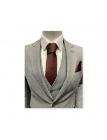 DARK BROWN TIE & POCKET SQUARE