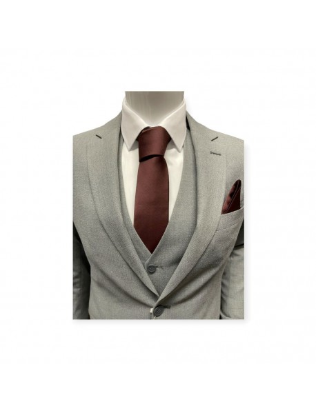 DARK BROWN TIE & POCKET SQUARE