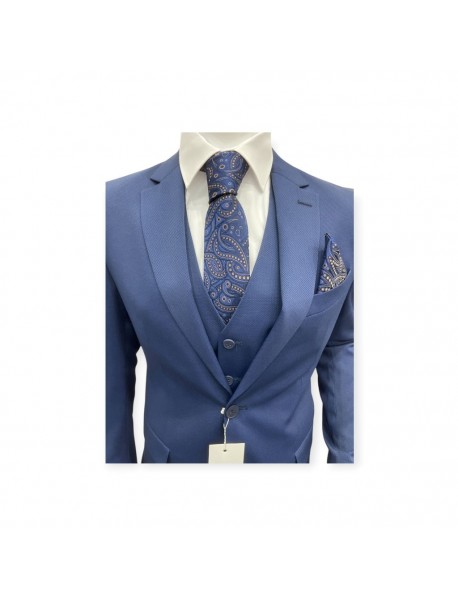 NAVY BLUE & BROWN TIE & POCKET SQUARE