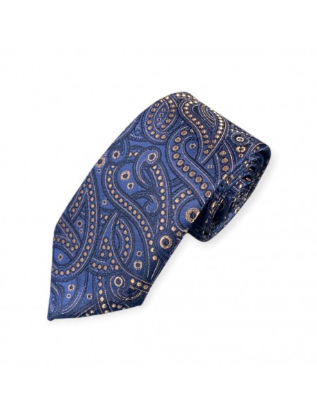 NAVY BLUE & BROWN TIE & POCKET SQUARE