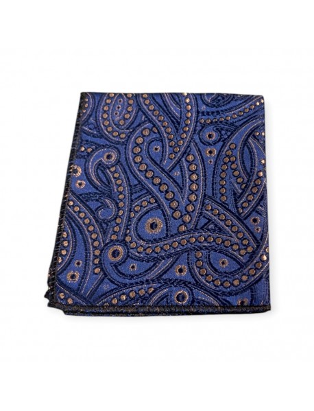 NAVY BLUE & BROWN TIE & POCKET SQUARE