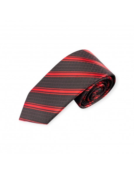 RED & BLACK STRIPED TIE & POCKET SQUARE