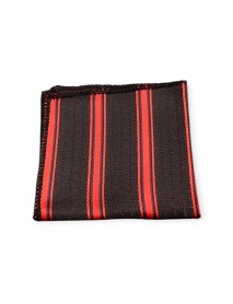 RED & BLACK STRIPED TIE & POCKET SQUARE