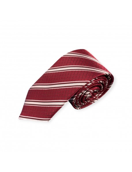 RED & WHITE STRIPED TIE & POCKET SQUARE