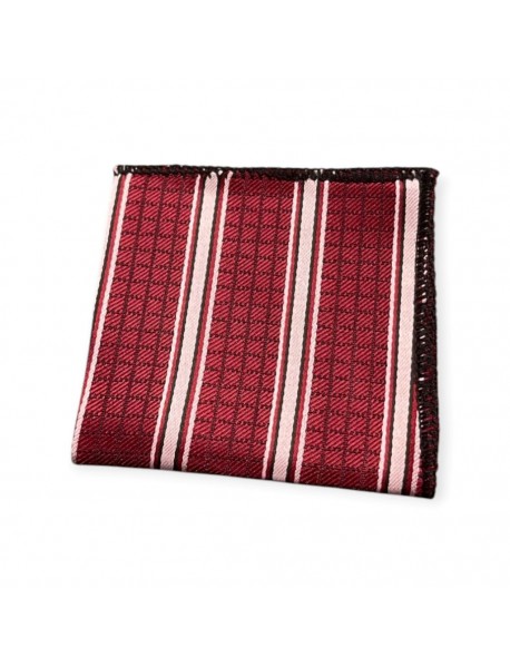 RED & WHITE STRIPED TIE & POCKET SQUARE