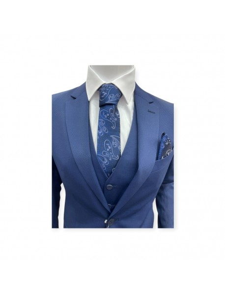 NAVY BLUE PAISLEY TIE & POCKET SQUARE