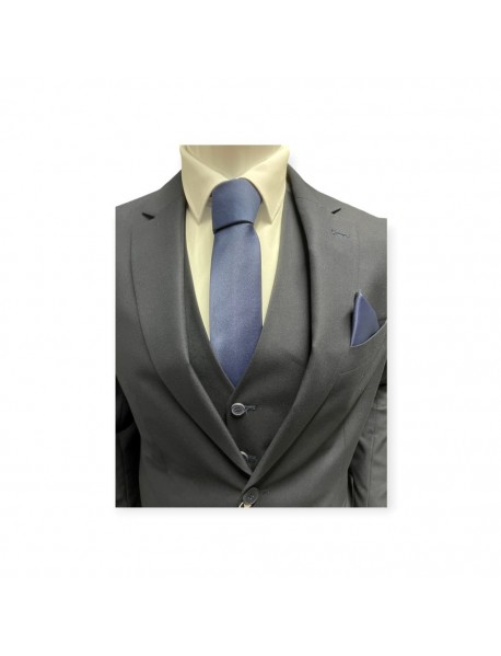 NAVY BLUE TIE & POCKET SQUARE