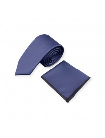 NAVY BLUE TIE & POCKET SQUARE