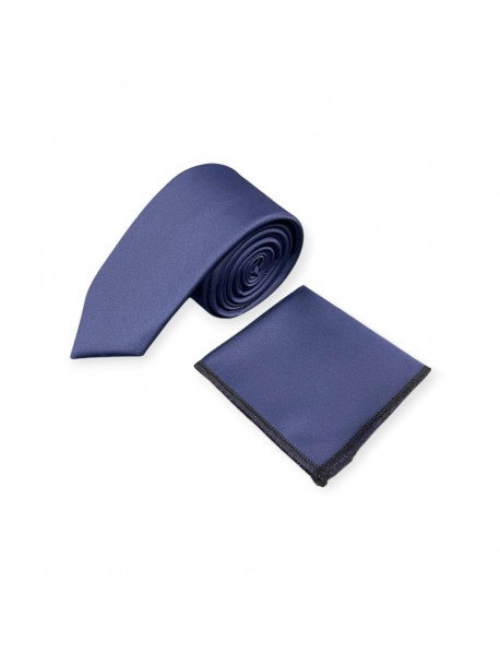 NAVY BLUE TIE & POCKET SQUARE