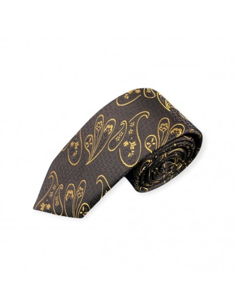 BLACK & GOLD PAISLEY TIE & POCKET SQUARE