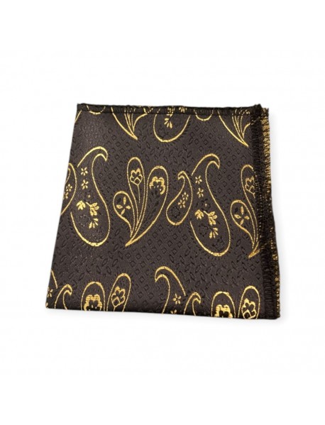 BLACK & GOLD PAISLEY TIE & POCKET SQUARE