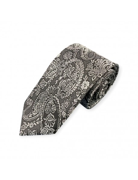 BLACK & WHITE PAISLEY TIE & POCKET SQUARE 