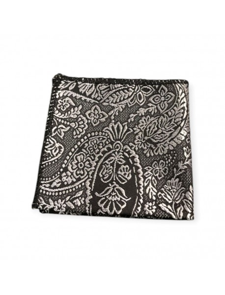 BLACK & WHITE PAISLEY TIE & POCKET SQUARE 