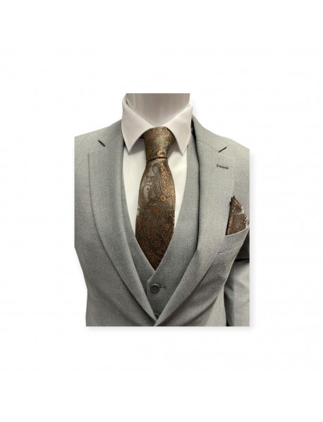BROWN PAISLEY TIE & POCKET SQUARE