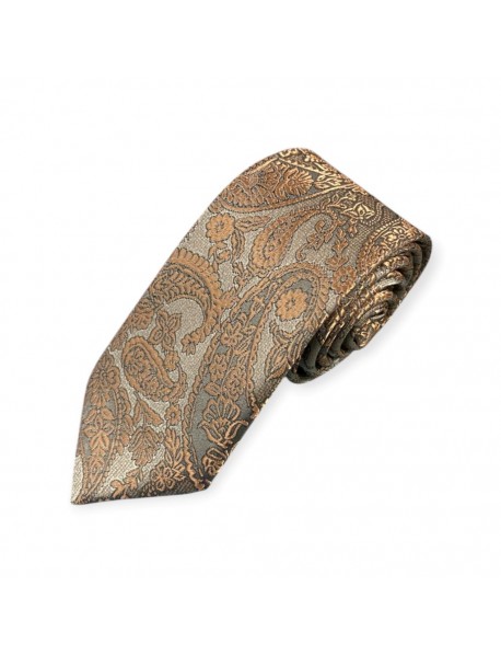 BROWN PAISLEY TIE & POCKET SQUARE