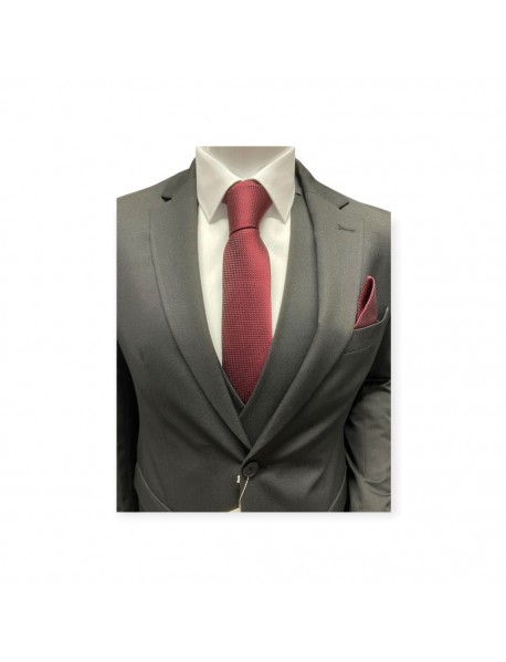 RED GEOMETRIC TIE & POCKET SQUARE