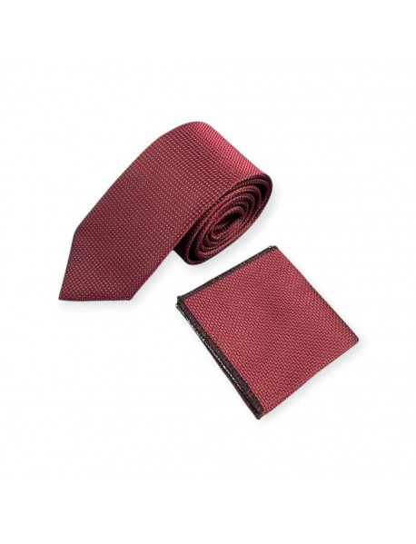 RED GEOMETRIC TIE & POCKET SQUARE