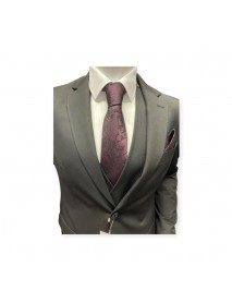 BURGUNDY PAISLEY TIE & POCKET SQUARE