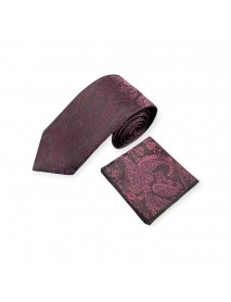 BURGUNDY PAISLEY TIE & POCKET SQUARE