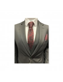 RED & BLACK  PAISLEY TIE & POCKET SQUARE