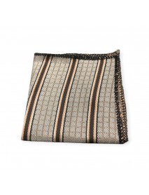 GREY & BROWN STRIPED TIE & POCKET SQUARE 