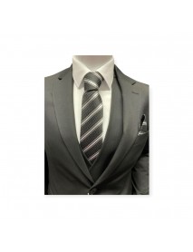 BLACK & WHITE STRIPED TIE & POCKET SQUARE