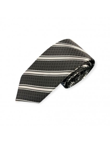 BLACK & WHITE STRIPED TIE & POCKET SQUARE