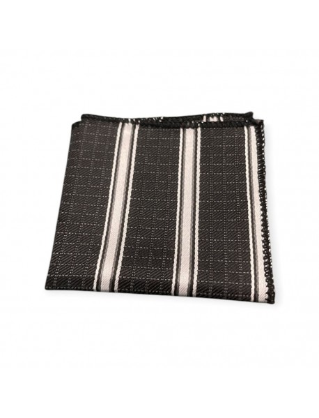 BLACK & WHITE STRIPED TIE & POCKET SQUARE
