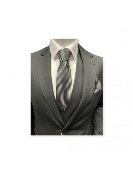 BLACK & WHITE POLKA DOT TIE & POCKET SQUARE