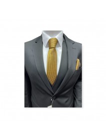 GOLD & BLACK  POLKA DOT TIE & POCKET SQUARE